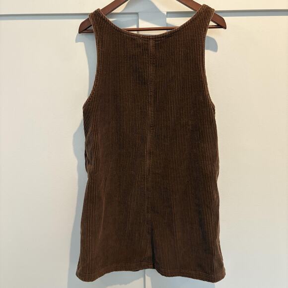 Vintage Express Dress Womens Small Brown Corduroy Jumper Side Buttons 90s - Picture 6 of 10